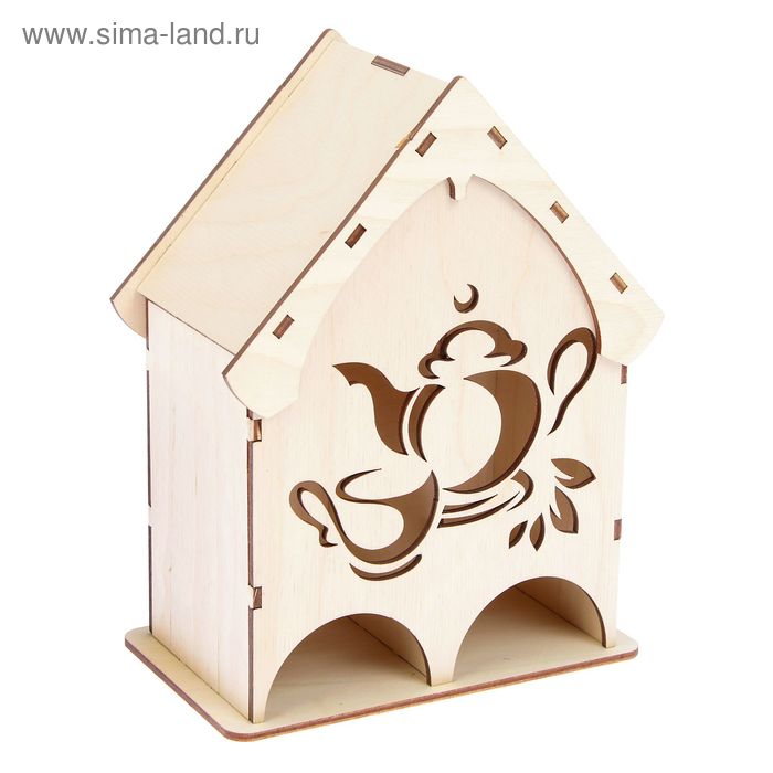 Чайный домик из фанеры "Чашка с чайником" средний двойной (набор 10 деталей) 22х19х9 см - Фото 1