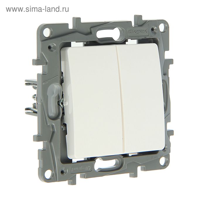 Выключатель Legrand Etika 672202, 2 клавиши, 10 А, скрытый монтаж, белый - Фото 1