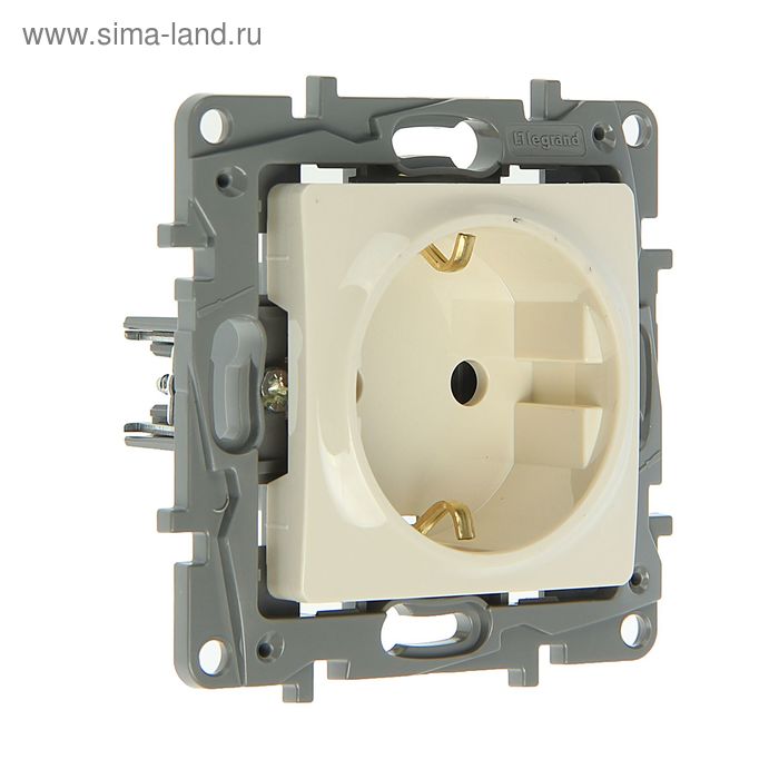 Розетка Legrand Etika 672321, 16 А, одноместная, скрытая, с з/к, слоновая кость - Фото 1