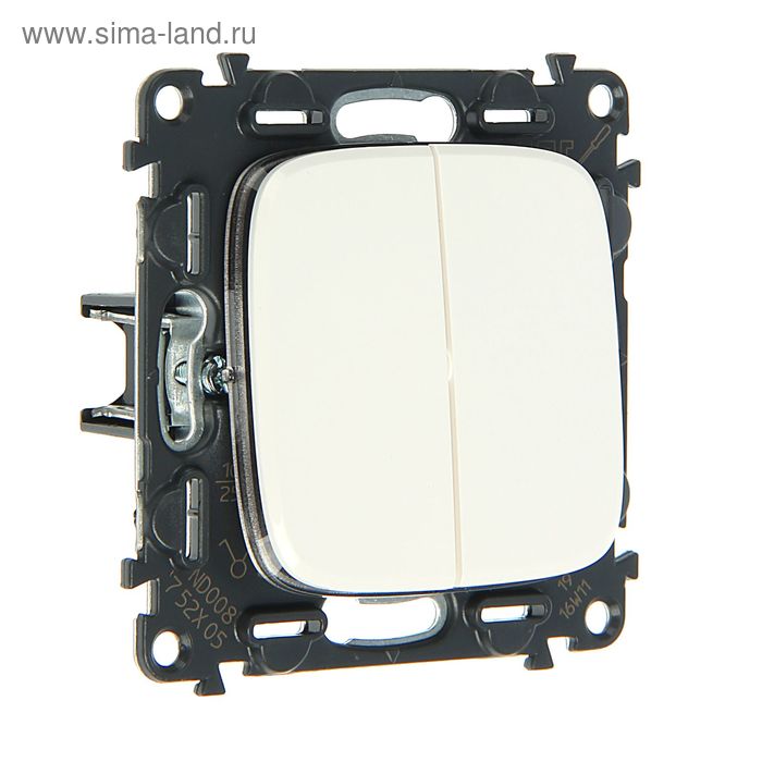 Выключатель Legrand Valena ALLURE 752705, 10 А, 2 клавиши, скрытый, белый - Фото 1