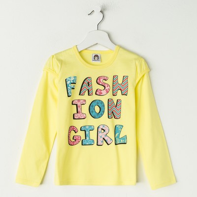Лонгслив для девочки, рост 122 см, цвет жёлтый