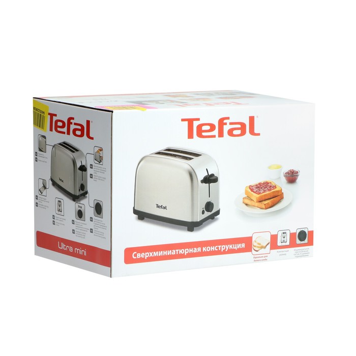 Тостер Tefal TT 330D30, 700 Вт, 6 режимов прожарки, 2 тоста , серебристый - фото 51331197