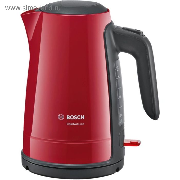 Чайник электрический Bosch TWK6A014, пластик, 1.7 л, 2400 Вт, красный - Фото 1