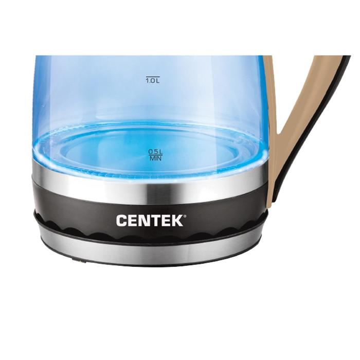 Чайник электрический Centek CT-0046, стекло, 1.7 л, 2200 Вт, подсветка, коричневый - фото 51331202