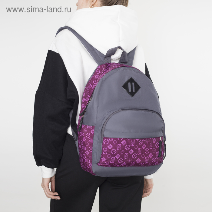 Рюкзак молодёжный, отдел на молнии, 2 наружных кармана, цвет серый - Фото 1