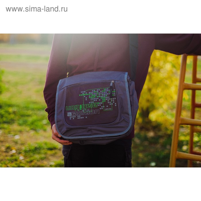 Сумка молодёжная, 2 отдела на молнии, 2 наружных кармана, цвет серый/коричневый - Фото 1