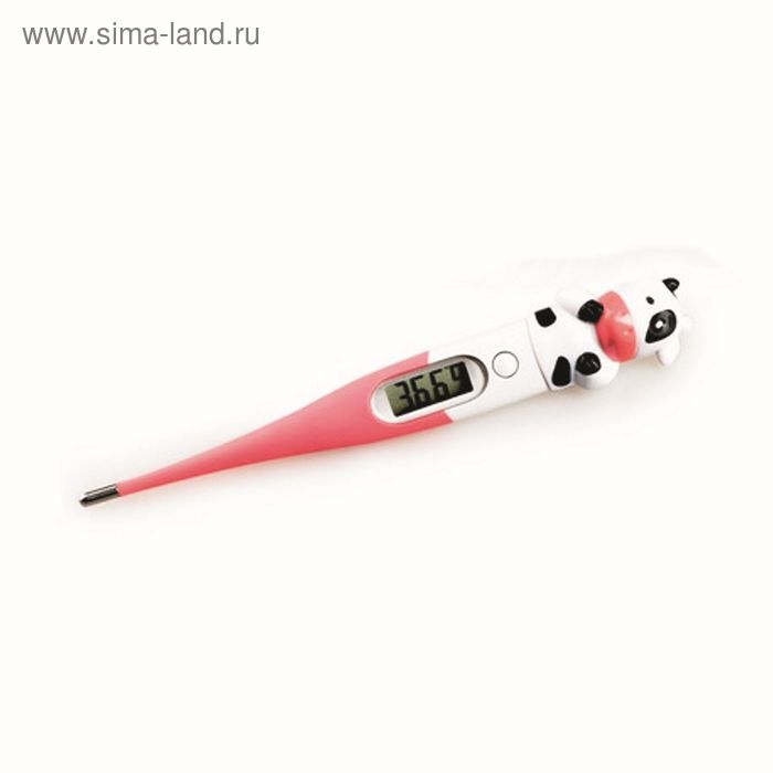 Термометр электронный T-HT05, гибкий наконечник, память, "Корова", розовый - Фото 1