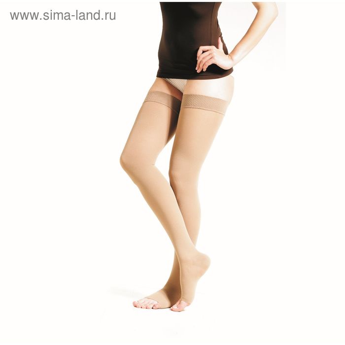 Чулки компрессионные Технология здоровья, 2 класс, открытый носок, цвет бежевый, размер M - Фото 1