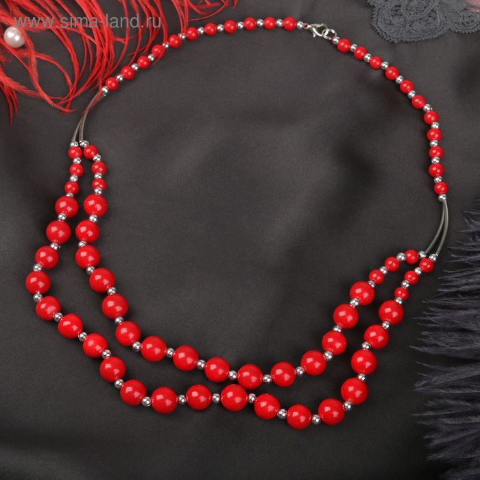 Бусы 2 яруса, шар с металлом «Коралл», 60см - Фото 1