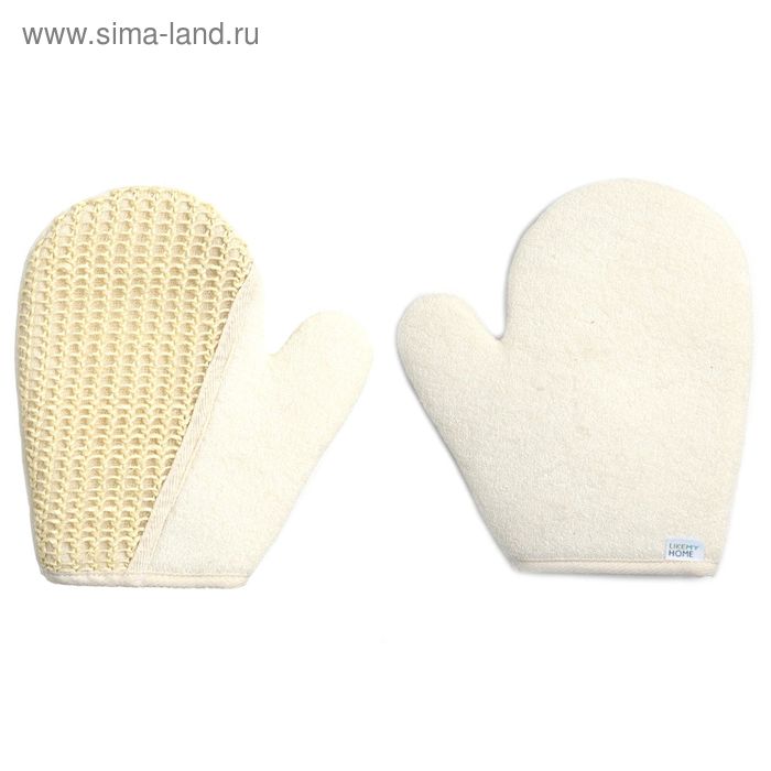 Массажная рукавица для душа со вставкой из сизаля 22x20 см - Фото 1