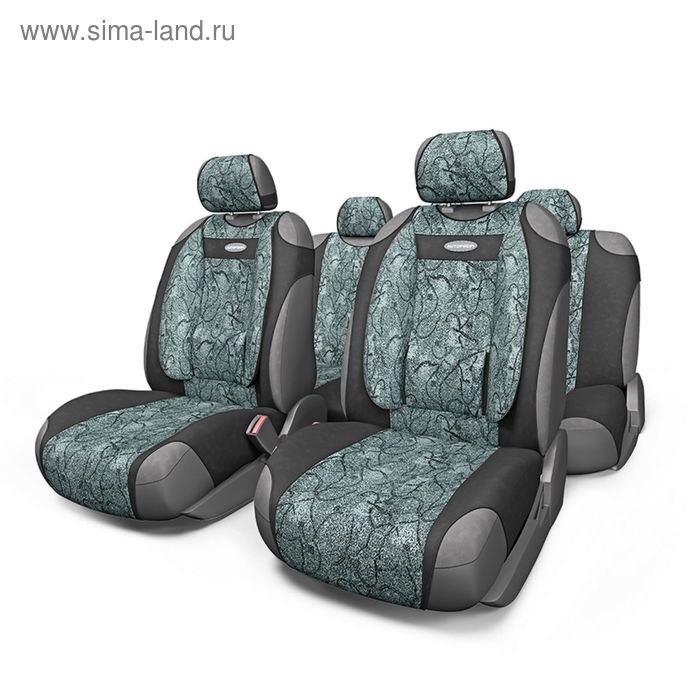 Чехол-майка AUTOPROFI COMFORT COM-905T Cyclone, ортопедическая поддержка, велюровый, 9 предметов, расцветка "Циклон" - Фото 1