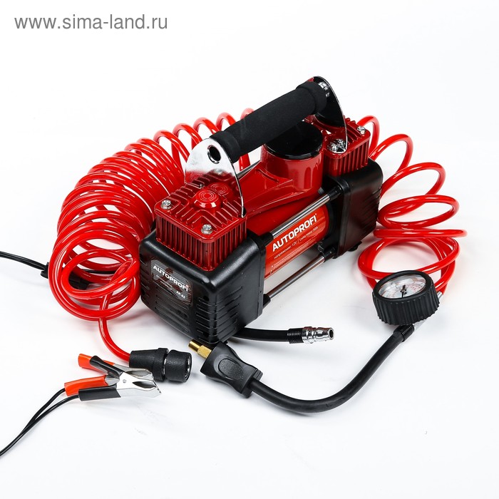 Компрессор автомобильный AUTOPROFI AK-65, двухпоршневой, металлический, 12V, 300W, производительность 65 л/мин, сумка - Фото 1