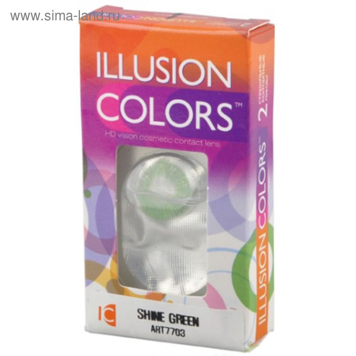 Цветные контактные линзы Illusion Colors Shine - Blue, -3.5/8,6, в наборе 2шт - Фото 1