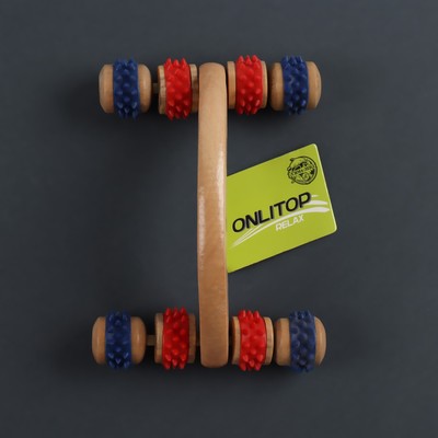 Массажёр деревянный, 15×10.5×5 см, 8 колёс, МИКС