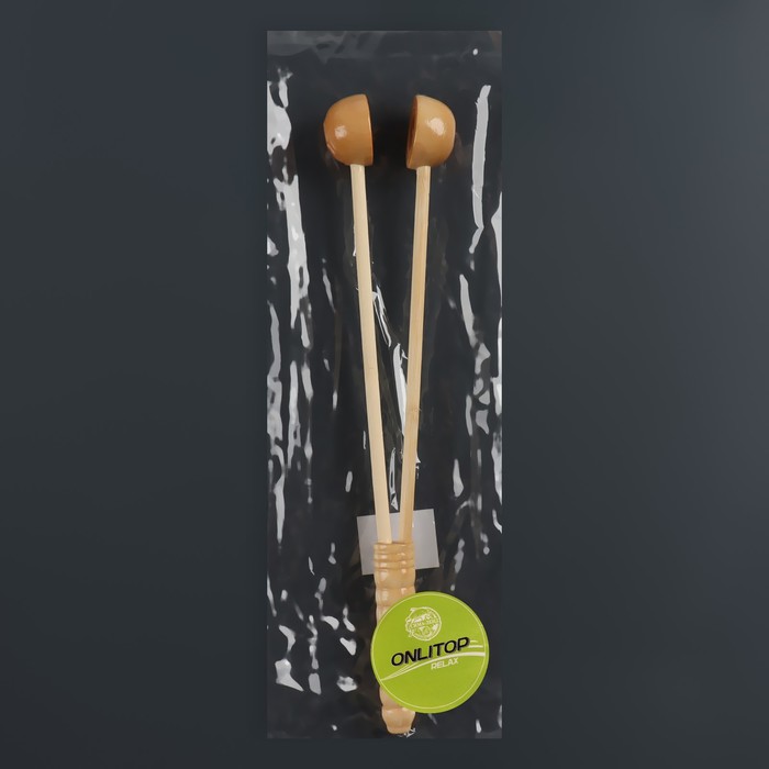 Массажёр антицеллюлитный, 32 × 6 см, 2 полушария, деревянный 12602