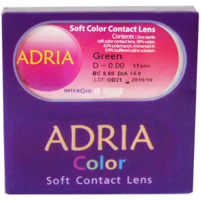 Цветные контактные линзы Adria 1Tone - Blue, -10.0/8,6, в наборе 2шт
