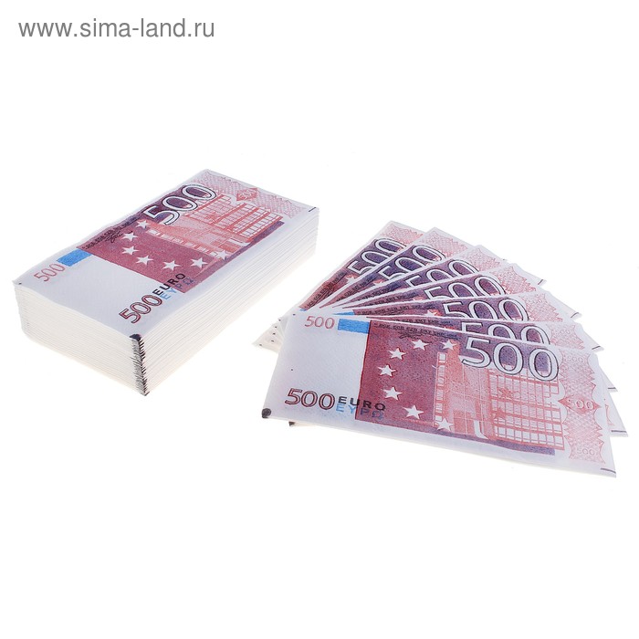 Сувенирные салфетки "500 евро", 2-х слойные, 25 листов, 33х33 см - Фото 1