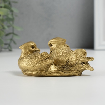 Нэцкэ фигурка «Уточки мандаринки вместе», 11×6×4.8 см, под бронзу