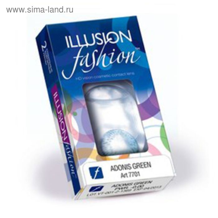 Цветные контактные линзы Illusion Fashion Adonis - Superblack, -6.0/8,6, в наборе 2шт - Фото 1