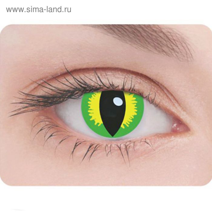 Карнавальные контактные линзы Adria Crazy - GREEN BANSHEE, в наборе 1 шт - Фото 1