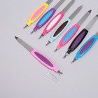 Пилка-триммер металлическая для ногтей, прорезиненная ручка, 14 см, на блистере, цвет МИКС - фото 2156299