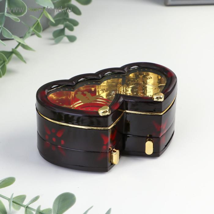 Шкатулка музыкальная «2 сердца», пластик, 11.5×7 см