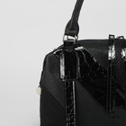 Сумка женская на молнии, 1 отдел, наружный карман, цвет чёрный/серый - Фото 4