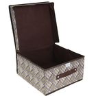 Короб стеллажный для хранения с крышкой 30×28×15 см «Клетка», цвет серо-коричневый - Фото 2