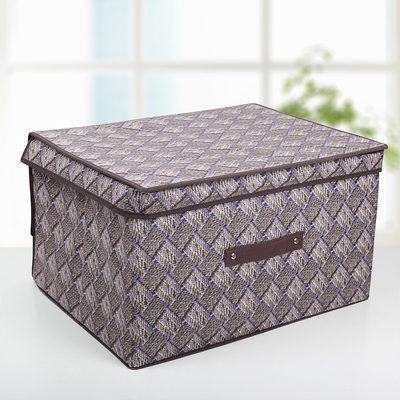 Короб стеллажный для хранения с крышкой «Клетка», 60×40×30 см, цвет серо-коричневый