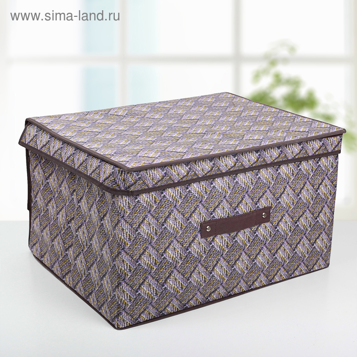 Короб стеллажный для хранения с крышкой «Клетка», 60×40×30 см, цвет серо-коричневый - Фото 1