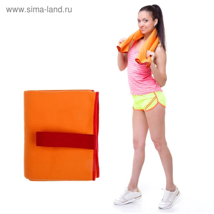 Спортивное полотенце ONLITOP, размер 70х90 см (вид 2), оранжевый, 200 г/м2 - Фото 1