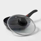 Сковорода Forever, d=20 см, съёмная ручка, стеклянная крышка, антипригарное покрытие, алюминий, чёрная - Фото 2