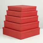 Набор коробок 5в1 "Крафт красный", однотонные, 34 х 34 х 9 - 26 х 26 х 5 см - Фото 2