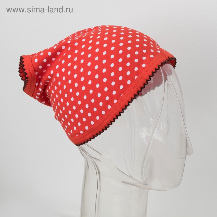 Головной убор для девочки "Божья коровка", размер 50, цвет красный, принт горох - Фото 1