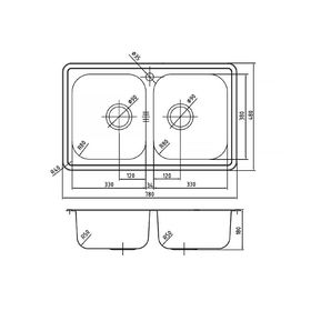 

Мойка для кухни IDDIS Strit S, STR78P2i77, полированная, 2 чаши 780х480 мм