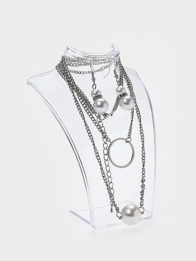 Бюст для украшений с отверстиями для серёжек QF, 10×2.5×13 см, h=13 см, прозрачный, глянцевый