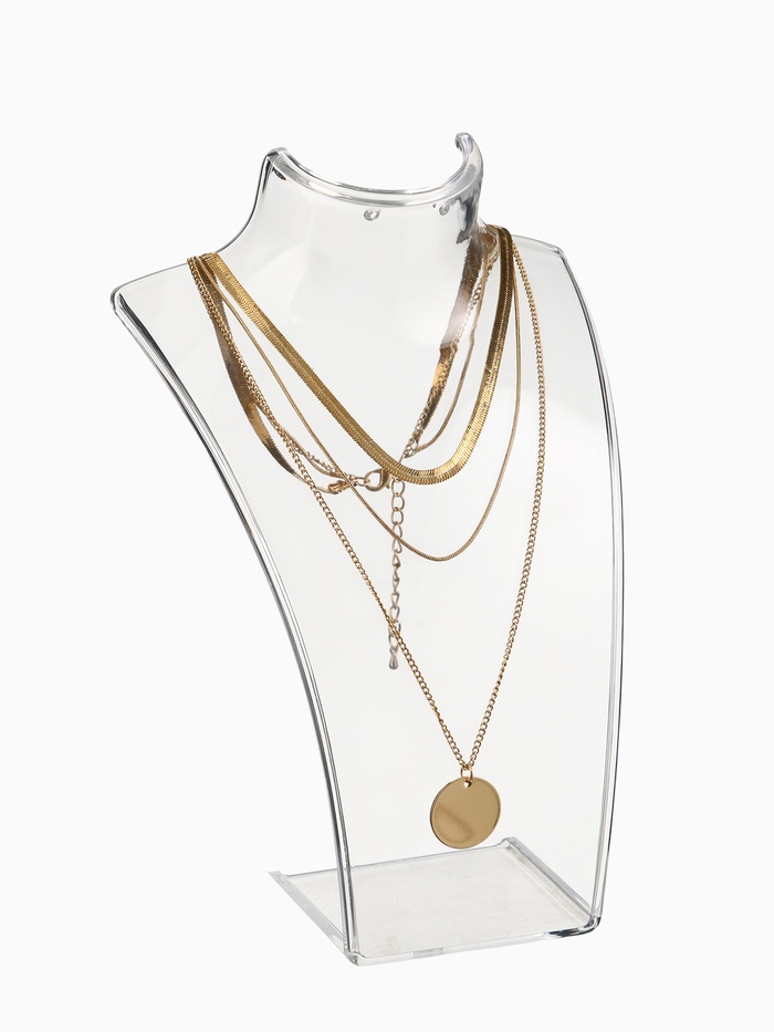 Бюст для украшений с отверстиями для серёжек QF, 13.5×10.5×20 см, h=20 см, прозрачный, глянцевый - Фото 1