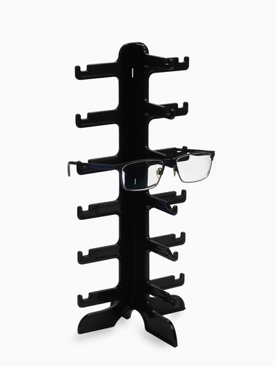Подставка под очки 6 мест, 16×14.5×35.5, оргстекло, чёрная