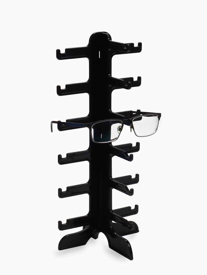 Подставка под очки 6 мест, 16×14.5×35.5, оргстекло, чёрная - Фото 1