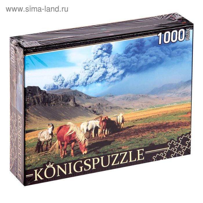 Пазлы "Лошади и вулкан", 1000 элементов - Фото 1