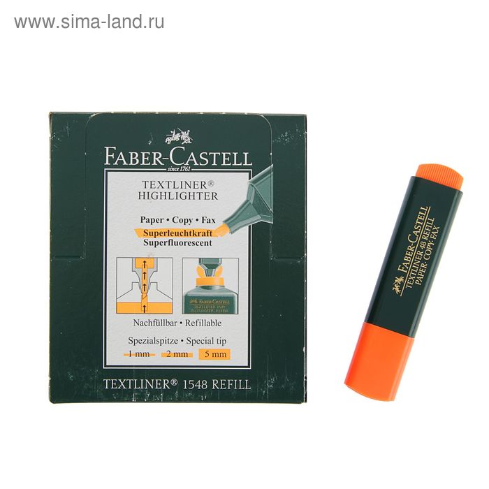 Маркер Текстовыделитель 5,0 мм, Faber-Castell TL 48, оранжевый, 154815 - Фото 1