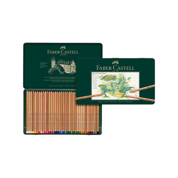 Пастель сухая художественная в карандаше набор Faber-Castell PITT® 36 цветов, в металлической коробке - Фото 1