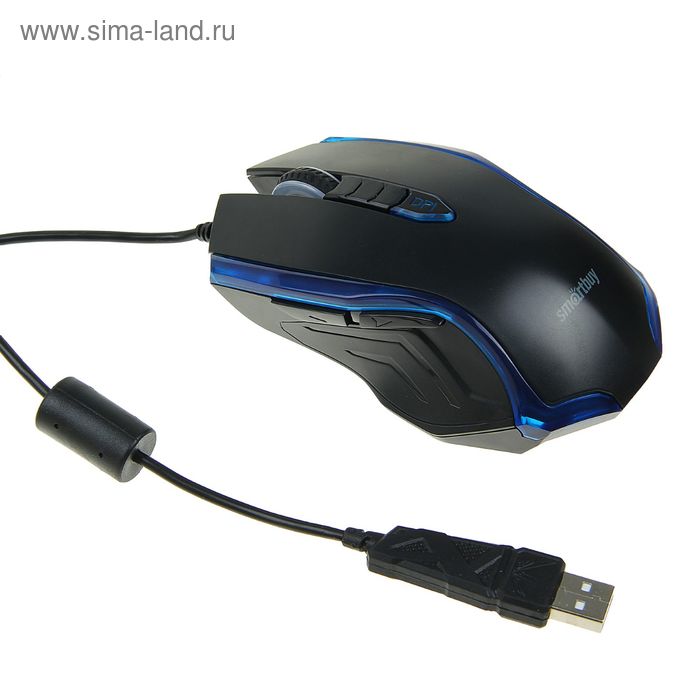 Мышь Smartbuy RUSH 701, игровая, проводная, 5 кнопок, подсветка, 1600 dpi, USB, чёрная - Фото 1