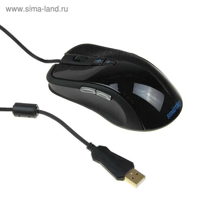 Мышь Smartbuy RUSH 703, игровая, оптическая, проводная, 2000 dpi, 7 кнопок, черная - Фото 1