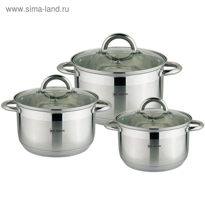 Набор посуды Rainstahl, 6 предметов, 2,1 л, 2,8 л, 3,8 л, 9-ти шаговое дно - Фото 1