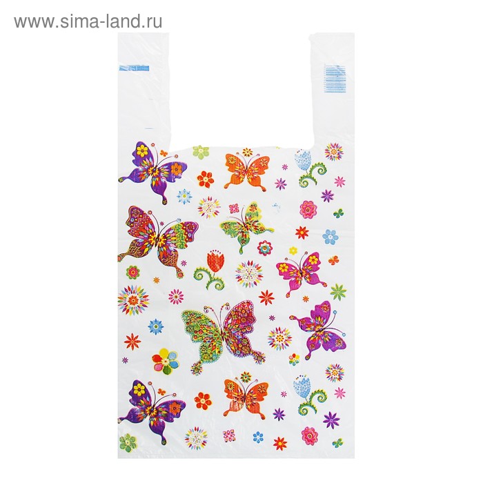 Пакет "Бабочки", полиэтиленовый, майка, 28 х 50 см, 12 мкм - Фото 1