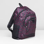 Рюкзак школьный 077-060, отд на молнии, 2 н/кармана, розовый рисунок/фон черный - Фото 2