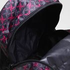 Рюкзак школьный 077-060, отд на молнии, 2 н/кармана, розовый рисунок/фон черный - Фото 5
