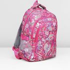Рюкзак школьный 077-030, отд на молнии, 3 н/кармана, розовый - Фото 2