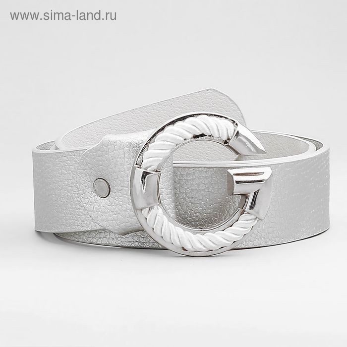 Ремень женский, гладкий, ширина 4 см, цвет серебряный - Фото 1